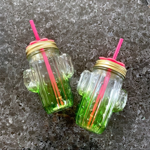 Other - FREE W/Purchase Ombré Cactus Flower Mason Jar Set